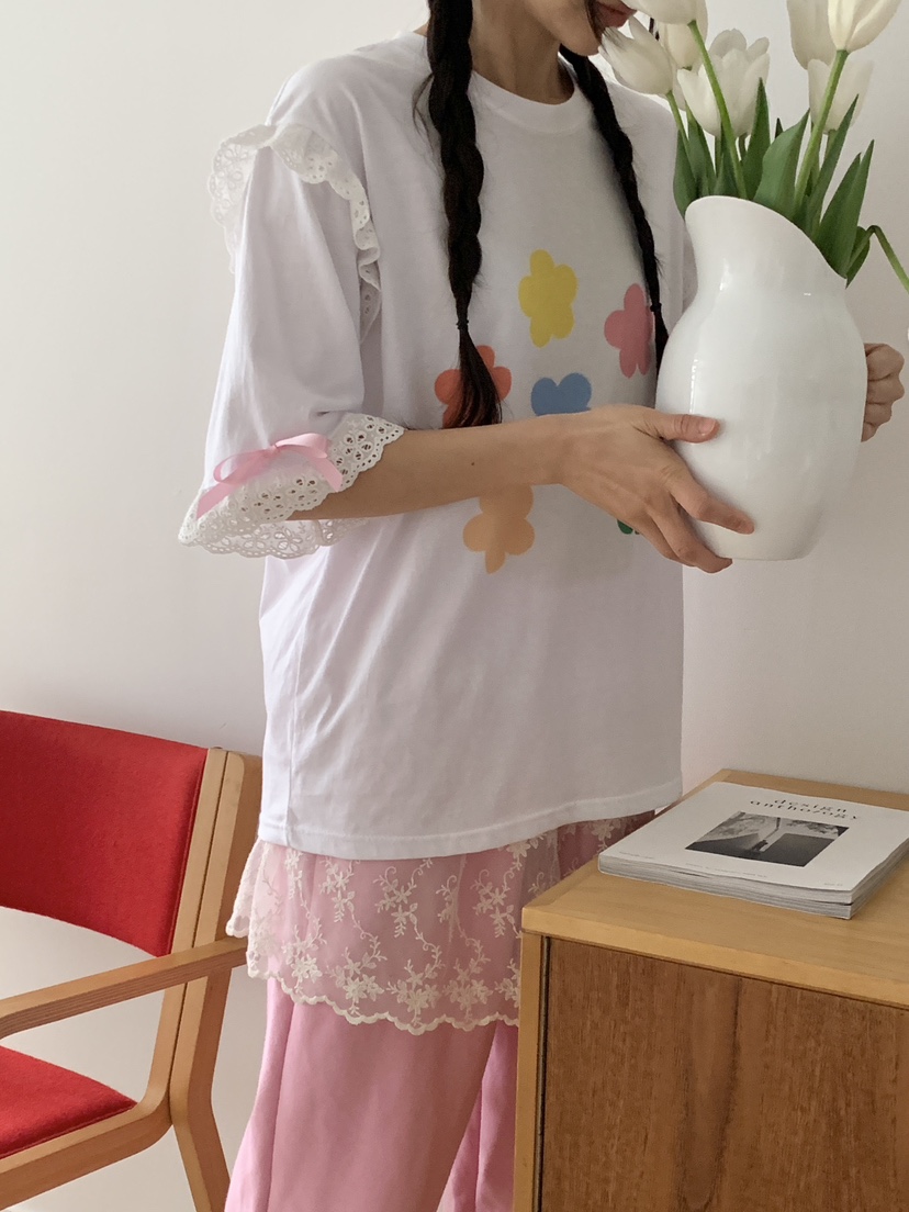 PARSLEY韓國㊣直郵東大門代購女裝新品推薦熱賣時尚T恤蕾絲花DazeT恤
