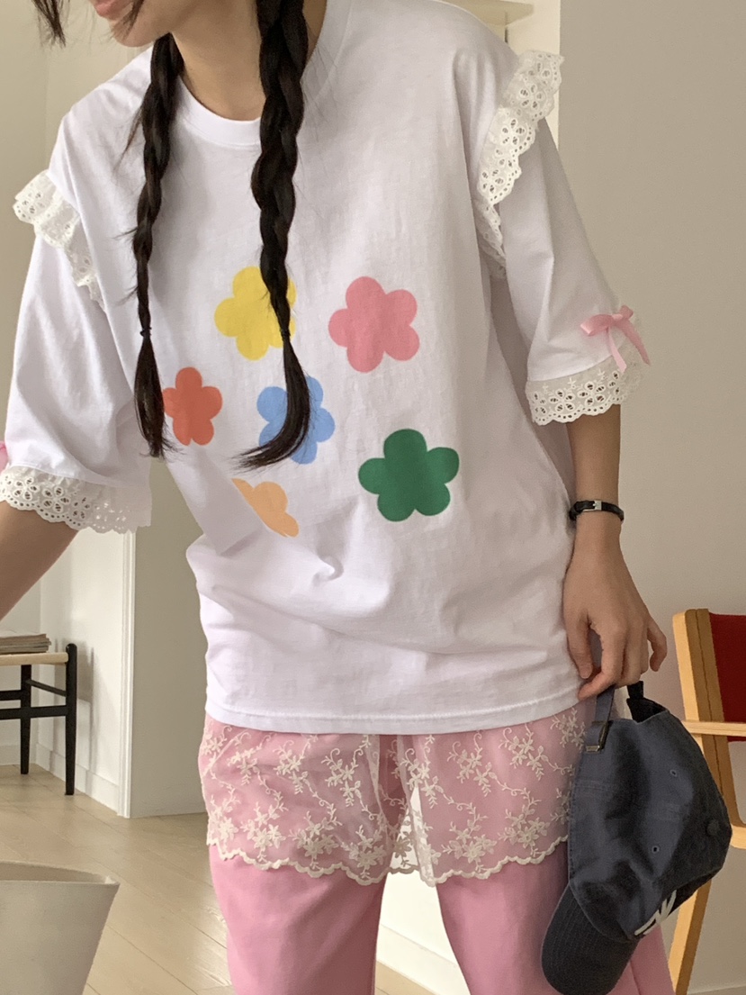 PARSLEY韓國㊣直郵東大門代購女裝新品推薦熱賣時尚T恤蕾絲花DazeT恤