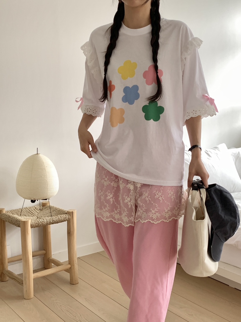PARSLEY韓國㊣直郵東大門代購女裝新品推薦熱賣時尚T恤蕾絲花DazeT恤