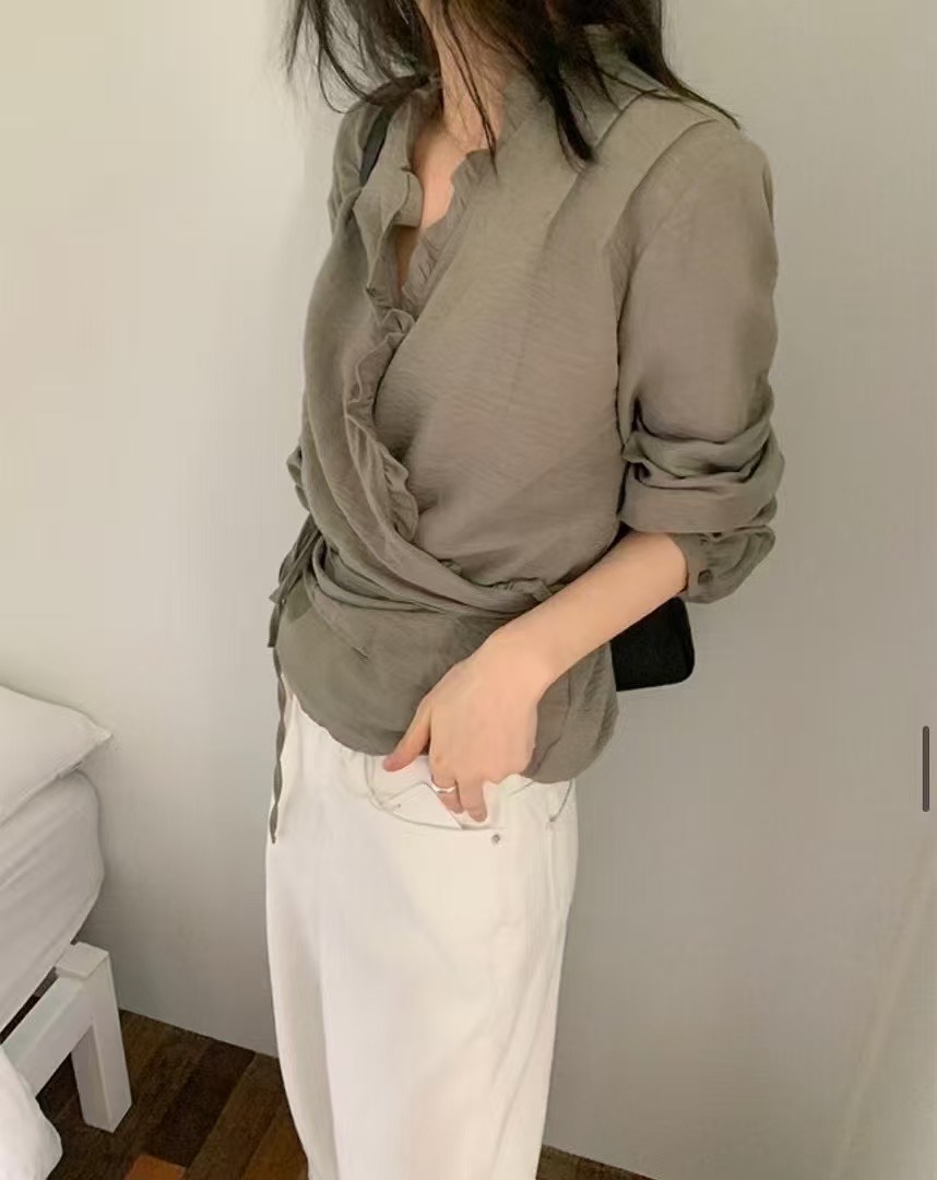 PRANA/CLOTHINK韓國㊣直郵東大門代購女裝新款時尚襯衫蕾絲衫PRANA/CLOTHINK襯衫/蕾絲衫