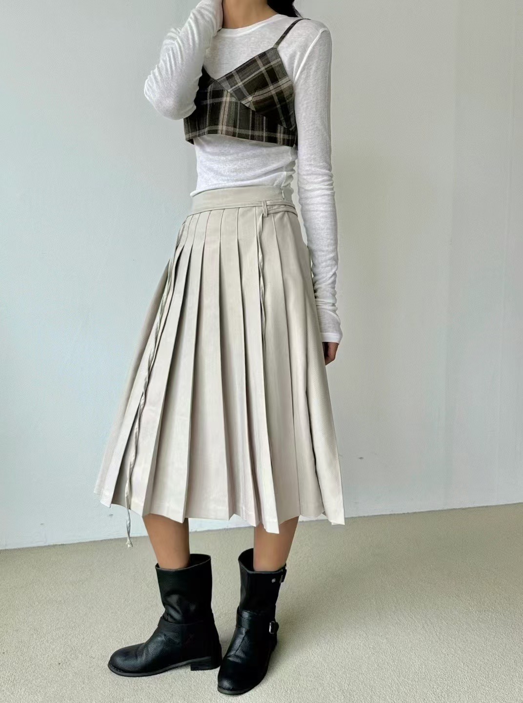 PRANA/CLOTHINK韓國直郵㊣東大門實拍女裝新品職業半身裙中短裙褶皺PRANA/CLOTHINK半身裙/中短裙