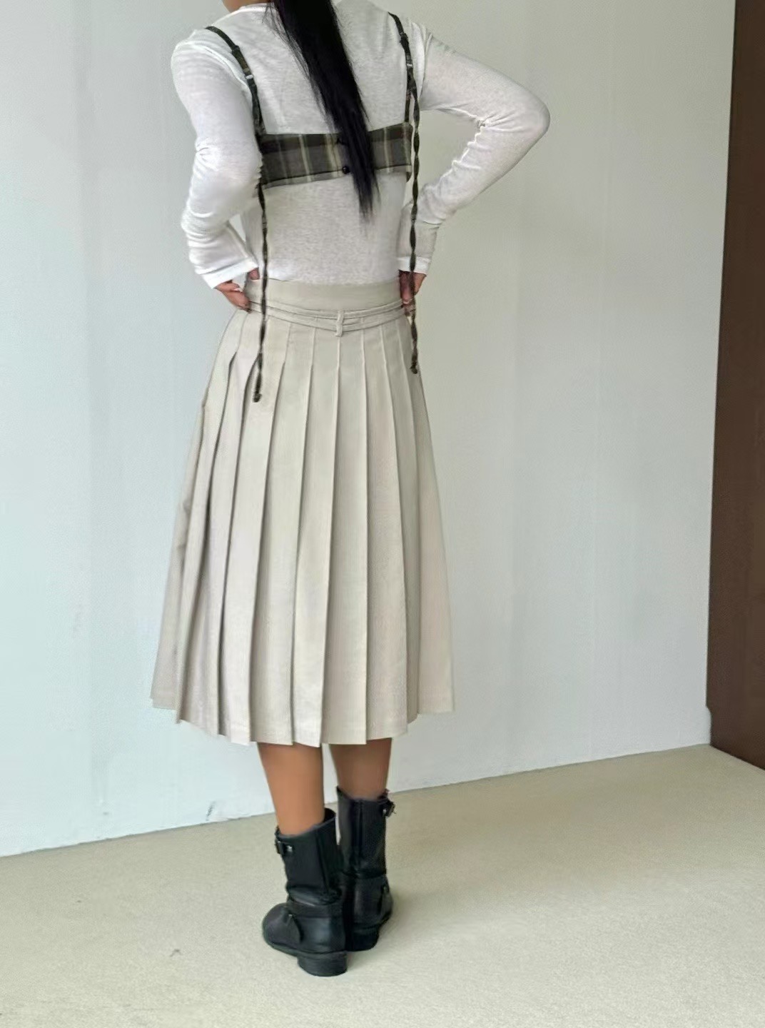 PRANA/CLOTHINK韓國直郵㊣東大門實拍女裝新品職業半身裙中短裙褶皺PRANA/CLOTHINK半身裙/中短裙