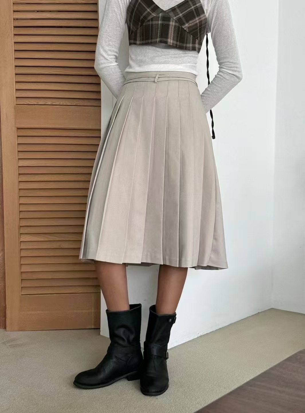 PRANA/CLOTHINK韓國直郵㊣東大門實拍女裝新品職業半身裙中短裙褶皺PRANA/CLOTHINK半身裙/中短裙