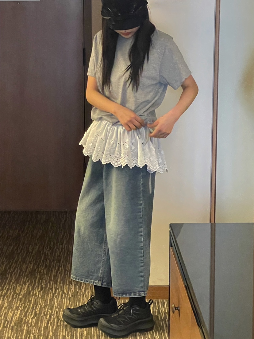 ONDO-P韓國直郵女士新品真品職業時尚熱賣人氣25春夏T恤蕾絲ONDO-PT恤