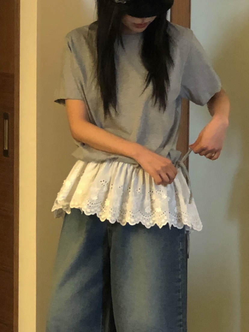ONDO-P韓國直郵女士新品真品職業時尚熱賣人氣25春夏T恤蕾絲ONDO-PT恤