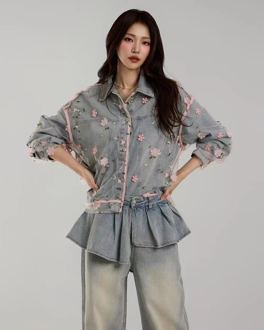 IN A ROW韓國代購女裝新款時尚休閑真品推薦熱賣25春夏牛仔褲IN A ROW牛仔褲