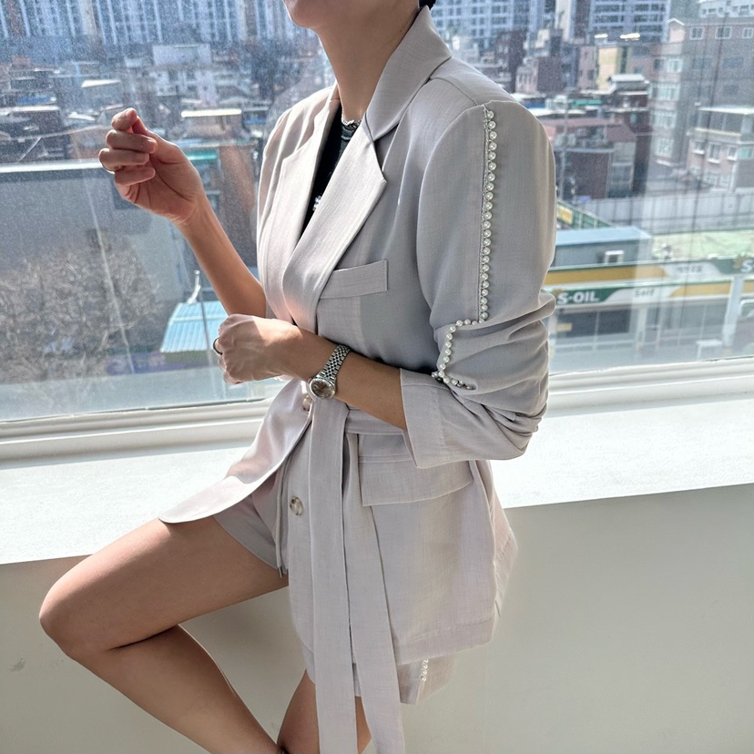 SOUIT韓國代購女士新款休閑25春夏人氣時尚熱賣推薦夾克含腰帶SOUIT by mabel-L夾克
