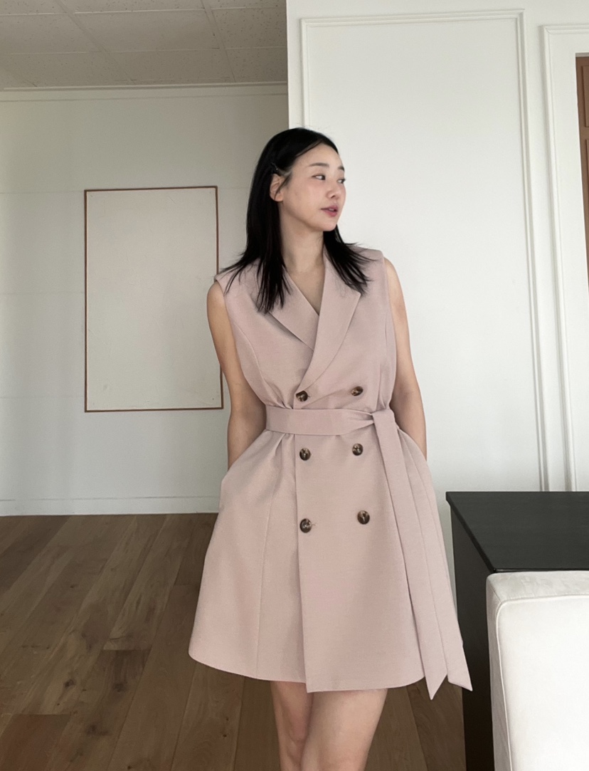 VERNI韓國直郵女士新款推薦真品職業時尚人氣25春夏連衣裙含腰帶VERNI連衣裙