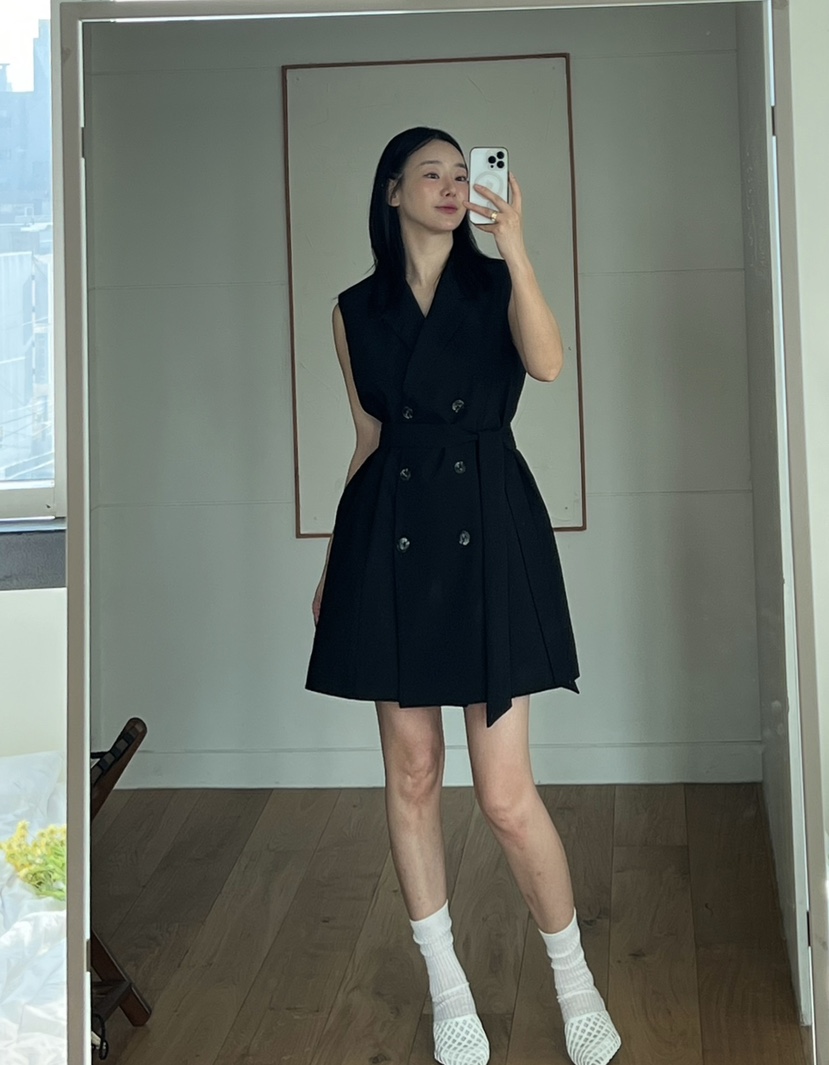 VERNI韓國直郵女士新款推薦真品職業時尚人氣25春夏連衣裙含腰帶VERNI連衣裙