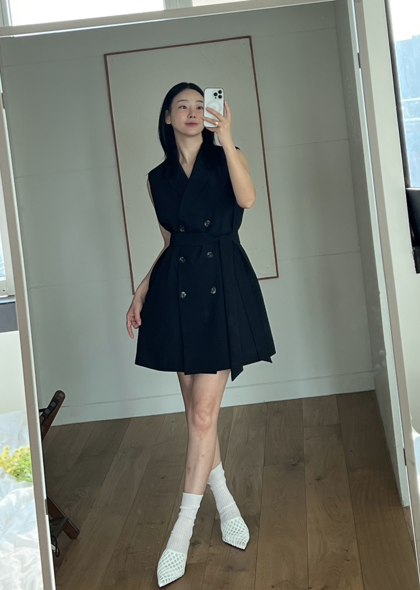VERNI韓國直郵女士新款推薦真品職業時尚人氣25春夏連衣裙含腰帶VERNI連衣裙