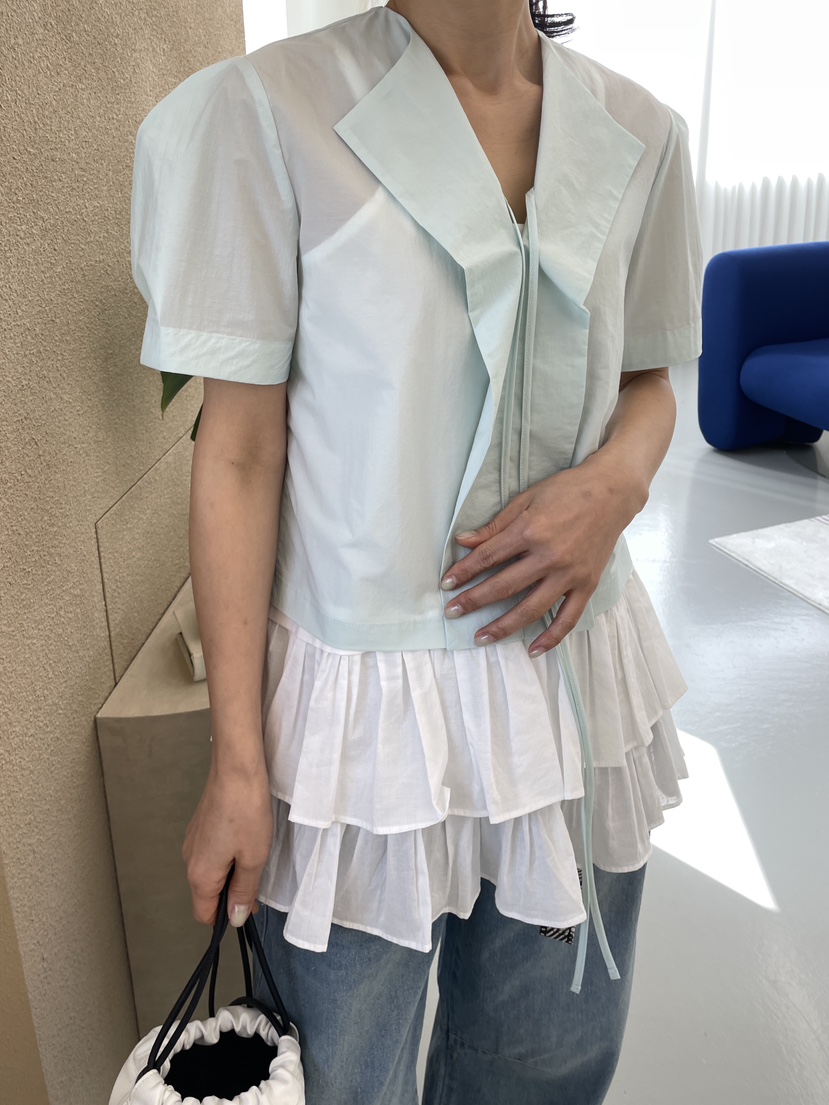 EDITION-P東大門代購女士新款休閑25春夏熱賣時尚襯衫蕾絲衫EDITI_ON襯衫/蕾絲衫