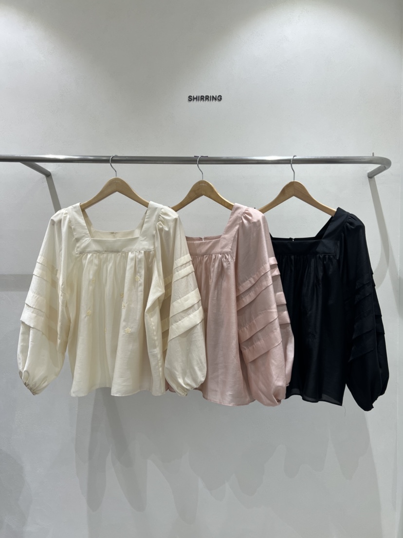SHIRRING韓國代購女裝新品熱賣真品人氣25春夏襯衫蕾絲衫刺繡SHIRRING襯衫/蕾絲衫