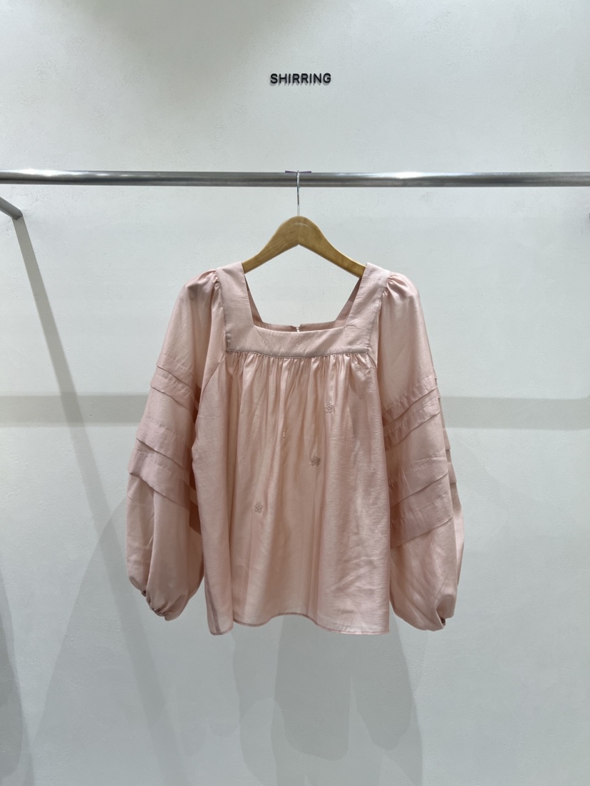 SHIRRING韓國代購女裝新品熱賣真品人氣25春夏襯衫蕾絲衫刺繡SHIRRING襯衫/蕾絲衫圖色2