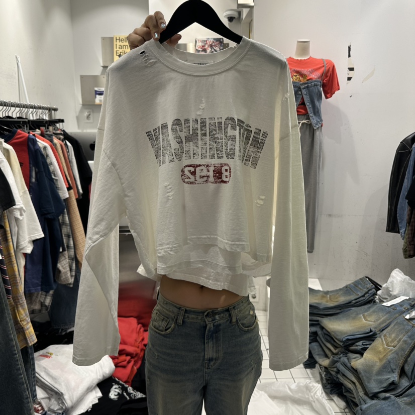 THE WEEKND韓國直郵女士新品時尚推薦25春夏休閑職業長袖T恤THE WEEKND長袖T恤