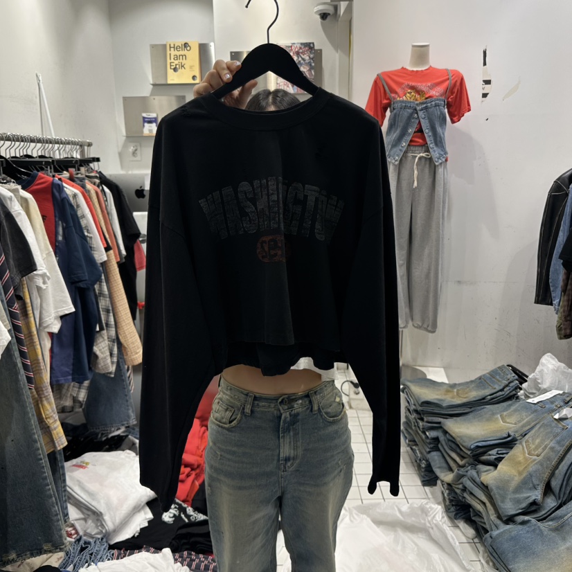 THE WEEKND韓國直郵女士新品時尚推薦25春夏休閑職業長袖T恤THE WEEKND長袖T恤圖色2