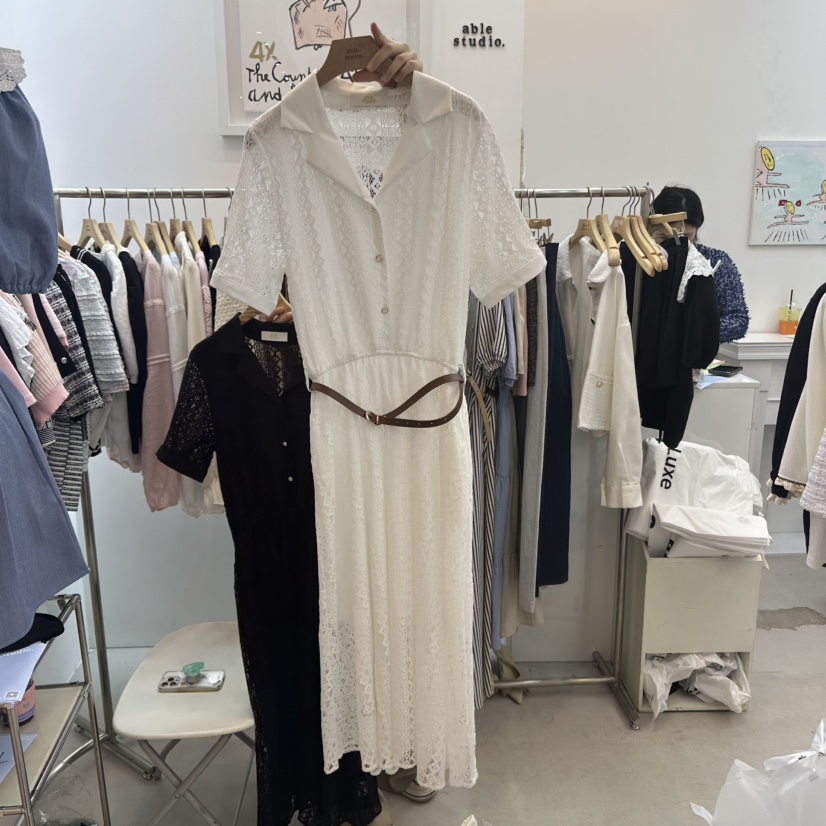 ABLESTUDIO韓國直郵女士新款熱賣人氣休閑真品連衣裙不含腰帶ABLE STUDIO連衣裙