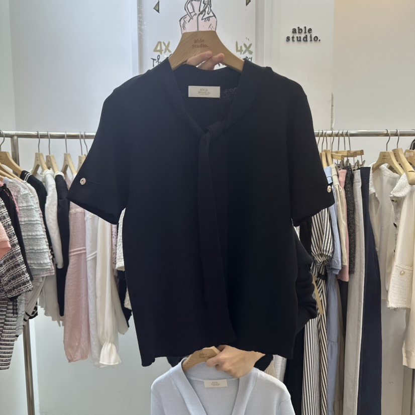 ABLESTUDIO東大門直郵女士新品休閑人氣25春夏熱賣針織衫披肩LIMED SPRUCE針織衫圖色3