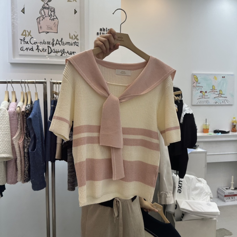 ABLESTUDIO韓國代購女士新款人氣職業熱賣休閑時尚25春夏T恤LIMED SPRUCET恤圖色2