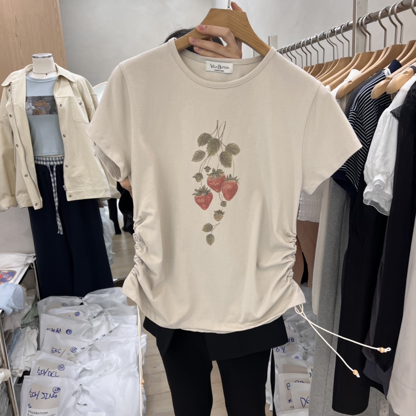 VILLABUTTON韓國代購女裝新品真品時尚熱賣25春夏人氣休閑T恤VILLABUTTONT恤圖色1