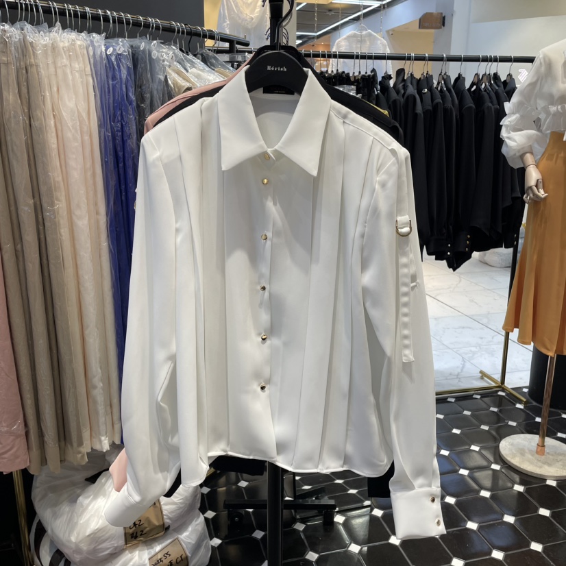 空韓國直郵女士新款真品熱賣25春夏休閑時尚職業襯衫蕾絲衫Herish襯衫/蕾絲衫