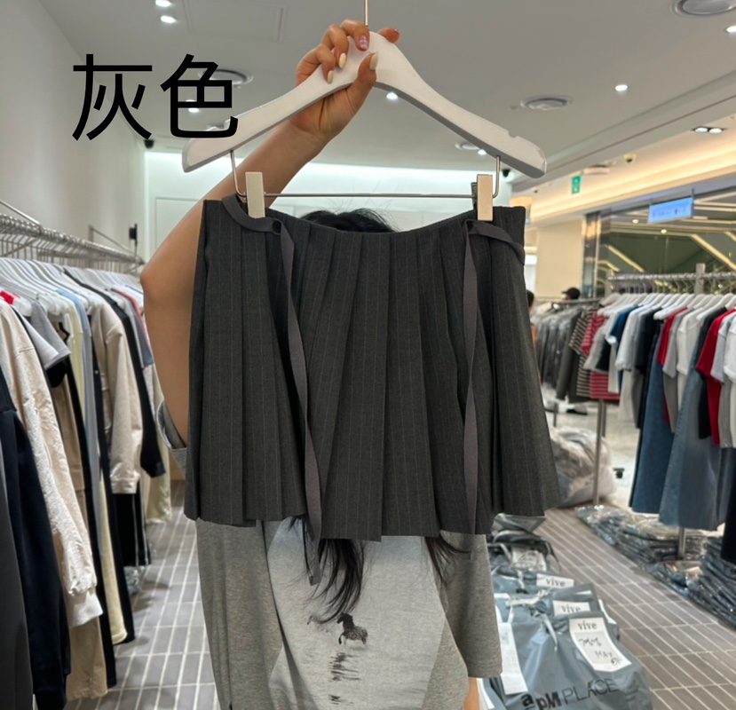 VIVE韓國直郵㊣東大門實拍女裝新品熱賣休閑裙褲含腰繩百褶VIVE裙褲圖色2
