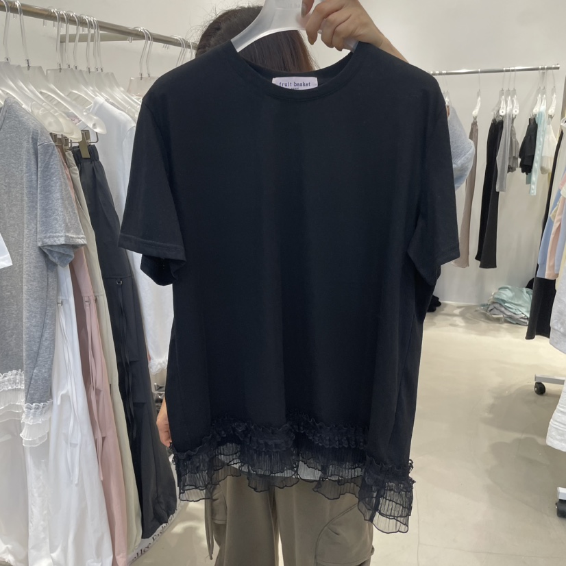 FRUIT BASKET韓國直郵㊣東大門實拍女裝新品25春夏T恤荷葉邊FRUIT BASKETT恤圖色2