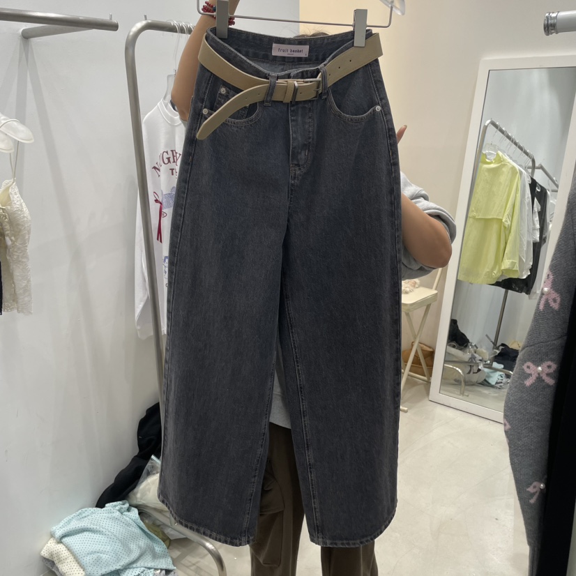 FRUIT BASKET直郵韓國代購㊣女裝新款熱賣職業時尚25春夏牛仔褲FRUIT BASKET牛仔褲