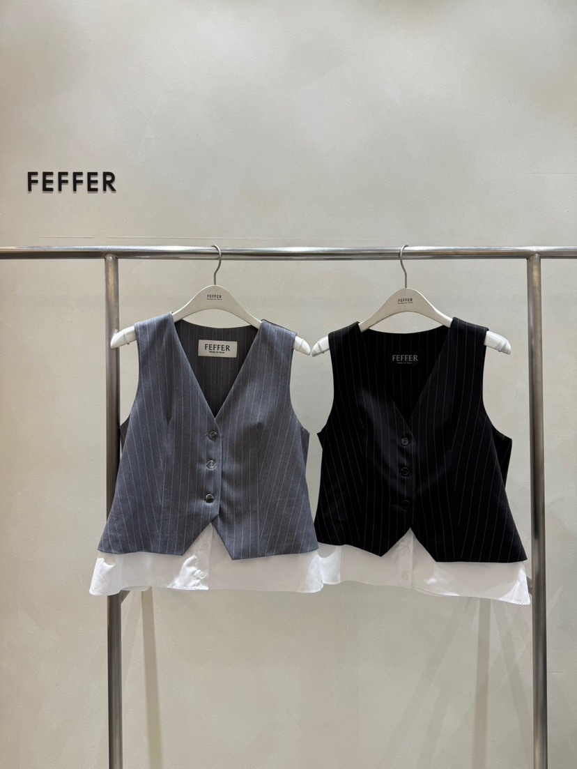 FEFFER直郵韓國代購㊣女裝新品熱賣休閑推薦職業時尚人氣馬甲FEFFER馬甲