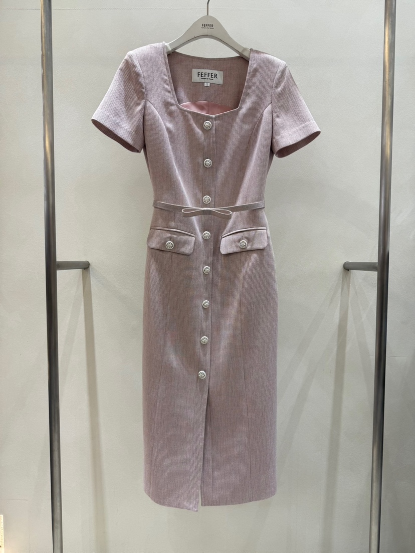 FEFFER韓國直郵㊣東大門實拍女裝新品熱賣推薦連衣裙含腰帶FEFFER連衣裙