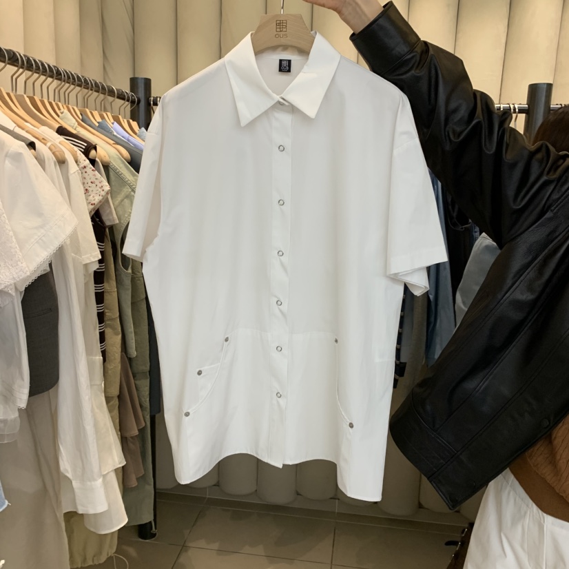 OUS/INCH-L韓國㊣直郵東大門代購女裝新品25春夏襯衫蕾絲衫OUS/INCH襯衫/蕾絲衫圖色1