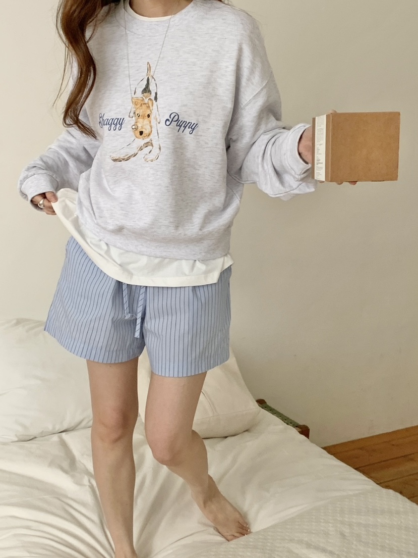 WOOD東大門代購女裝新款25春夏時尚人氣真品熱賣休閑短褲條紋WOOD短褲