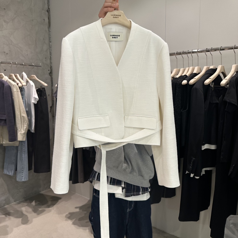 LAMAGIEPIE東大門實拍女裝新品推薦休閑熱賣人氣夾克含腰帶LAMAGIE GREY夾克圖色2