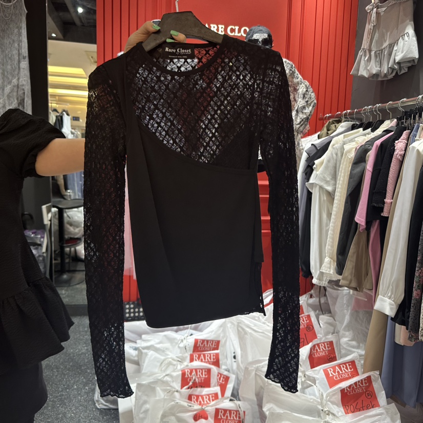 RARE CLOSET東大門代購女裝新品人氣熱賣25春夏長袖T恤蕾絲RARE CLOSET長袖T恤圖色2