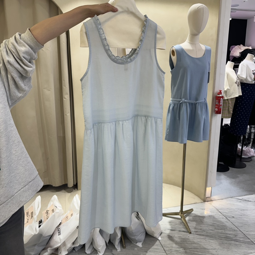 BBABBA-L韓國直郵女士新款25春夏真品人氣休閑連衣裙荷葉邊BBABBA-L連衣裙