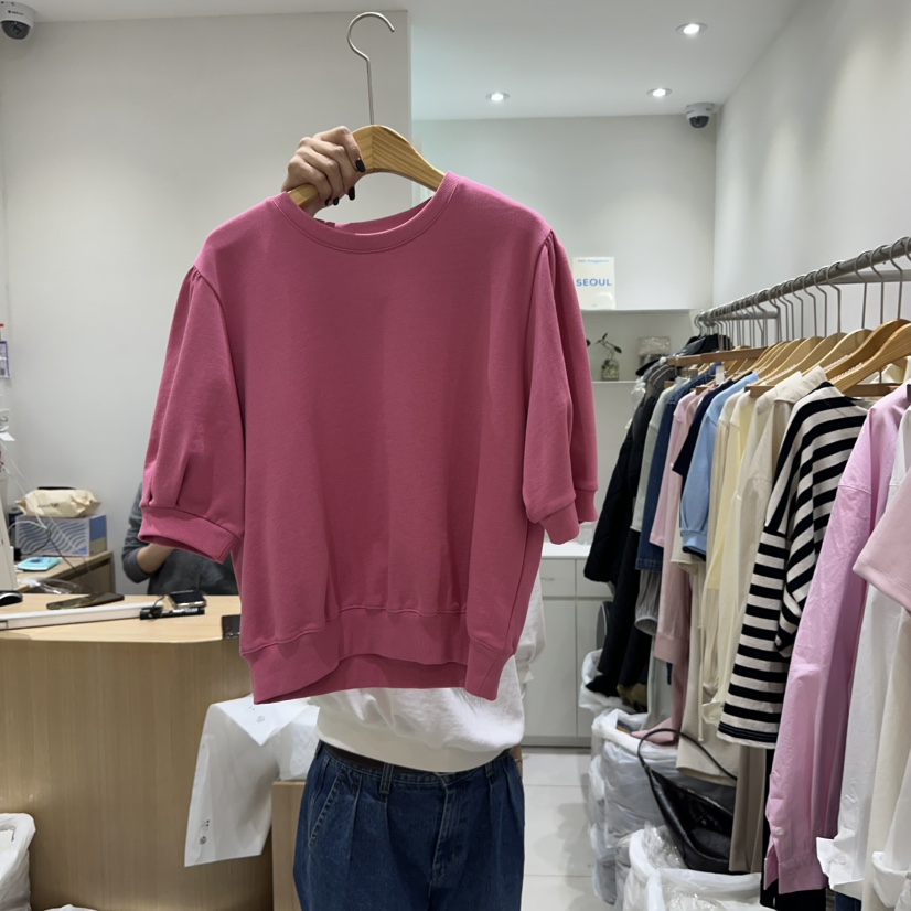 EN.U韓國代購女士新品職業25春夏人氣推薦真品休閑T恤褶皺EN.UT恤圖色2