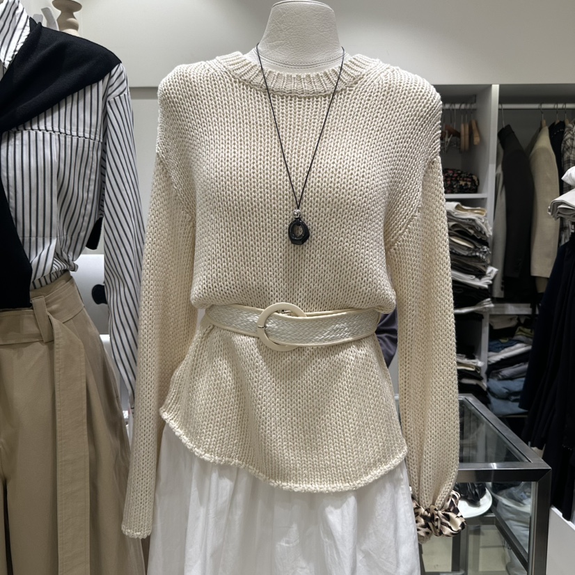 MELO韓國代購女士新品推薦職業休閑人氣真品熱賣針織衫含腰帶MELO針織衫圖色2