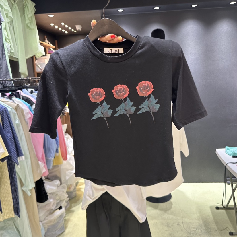 CHAVI韓國直郵女士新品推薦職業時尚25春夏真品人氣休閑T恤CHAVIT恤圖色4