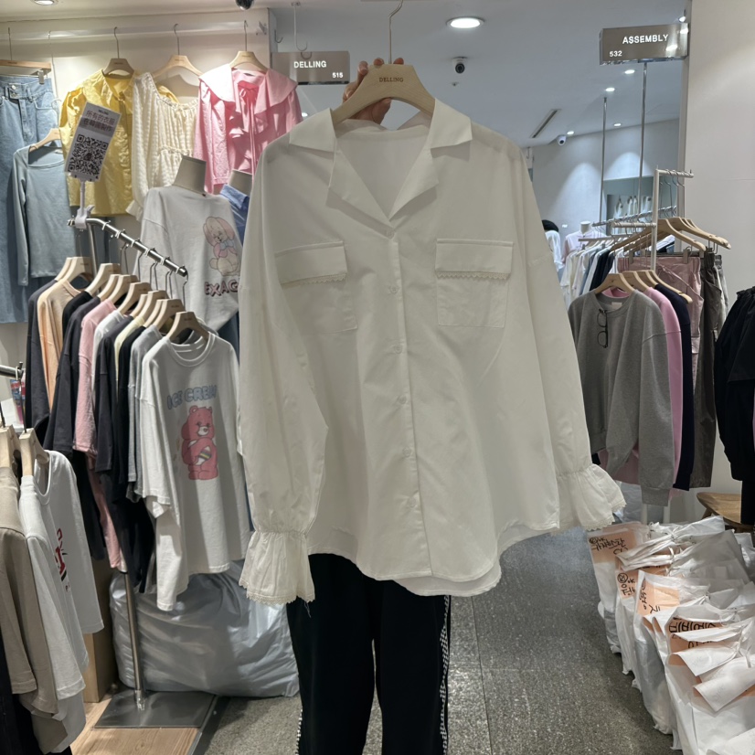 DELLING東大門實拍女士新款時尚真品25春夏人氣熱賣襯衫蕾絲衫DELLING襯衫/蕾絲衫圖色2