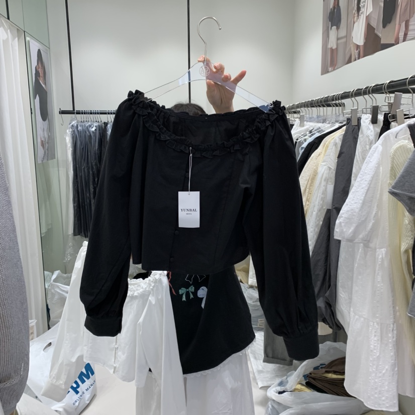 YUNBAL韓國代購女裝新款人氣推薦休閑真品熱賣25春夏襯衫蕾絲衫YUNBAL襯衫/蕾絲衫圖色2