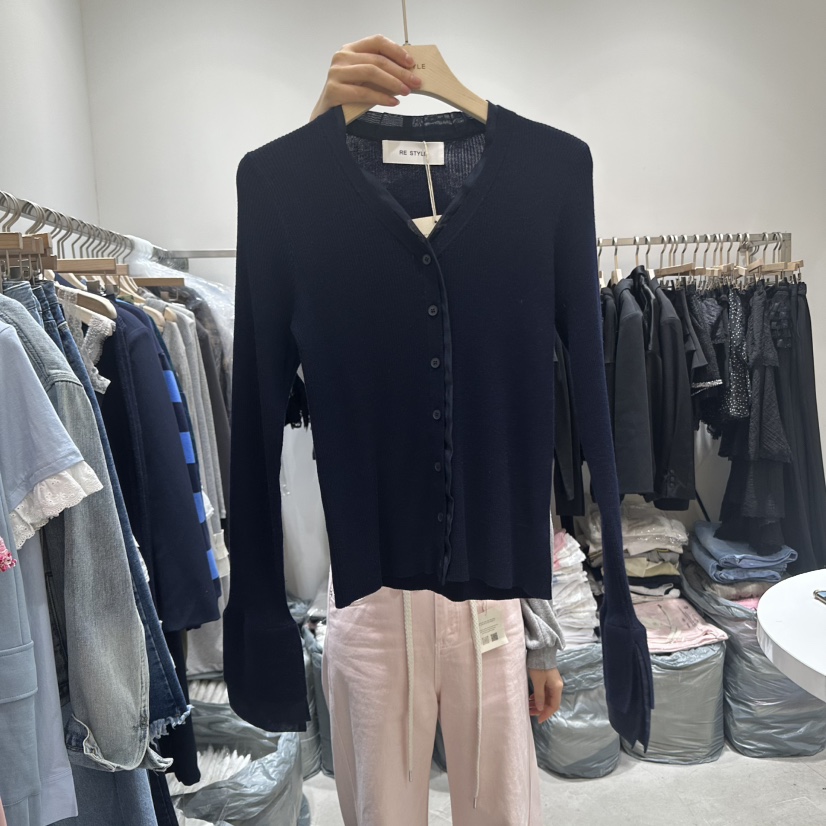RE STYLE-Q東大門實拍女裝新品休閑職業25春夏針織衫天絲開衫RE STYLE針織衫