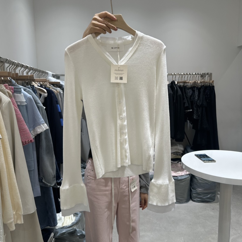 RE STYLE-Q東大門實拍女裝新品休閑職業25春夏針織衫天絲開衫RE STYLE針織衫圖色2