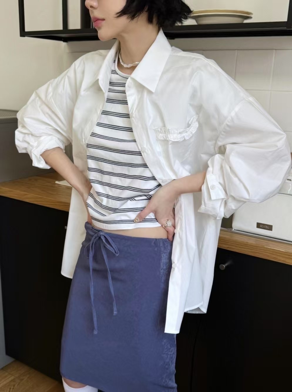 J.needs韓國㊣直郵東大門代購女裝新品推薦職業襯衫蕾絲衫J.needs襯衫/蕾絲衫