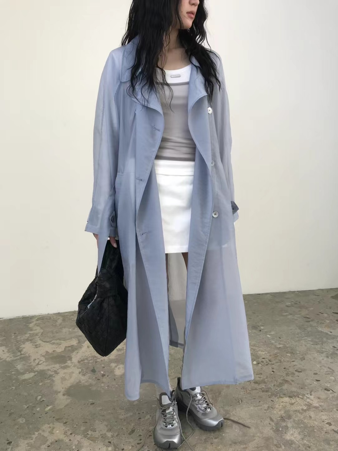 AVANDACE韓國直郵㊣東大門實拍女裝新款熱賣長款風衣含腰帶AVANDACE長款風衣圖色3