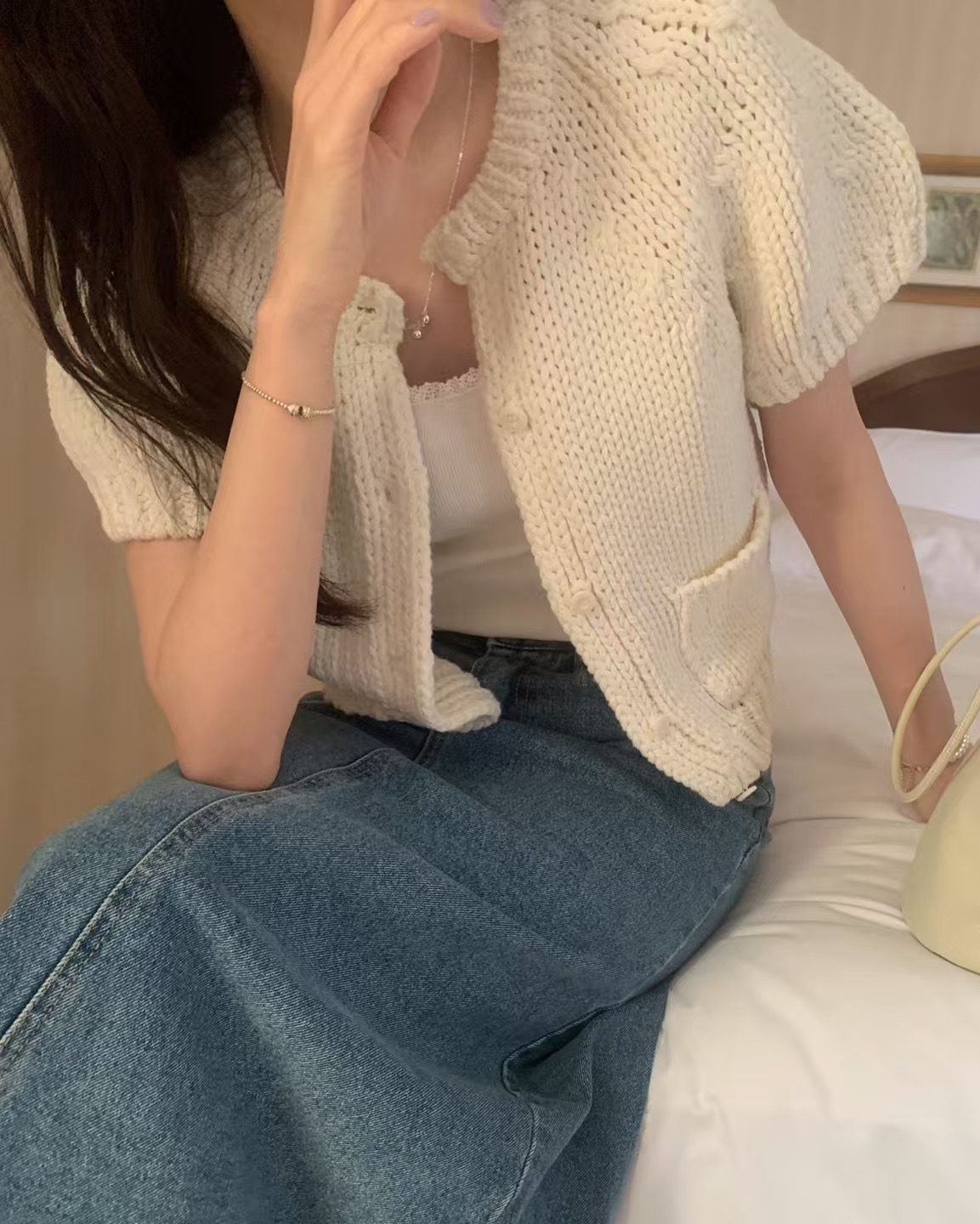 PYT-ot東大門代購女士新款休閑推薦25春夏職業人氣針織衫手工pretty young thing針織衫
