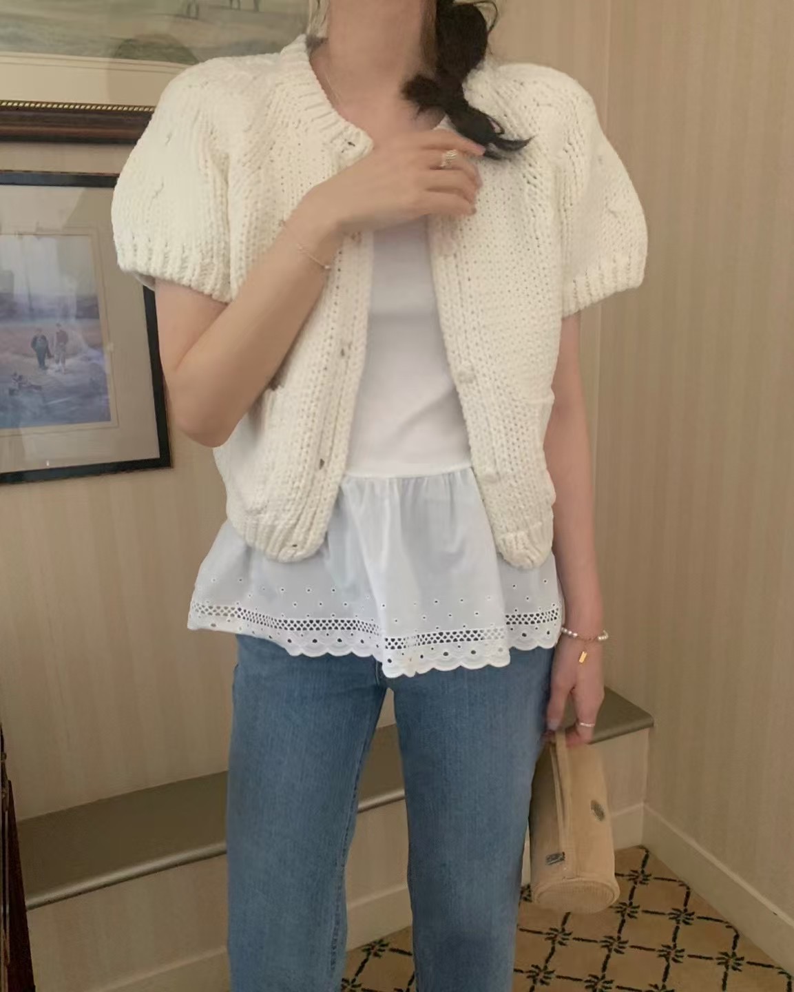 PYT-ot東大門代購女士新款休閑推薦25春夏職業人氣針織衫手工pretty young thing針織衫