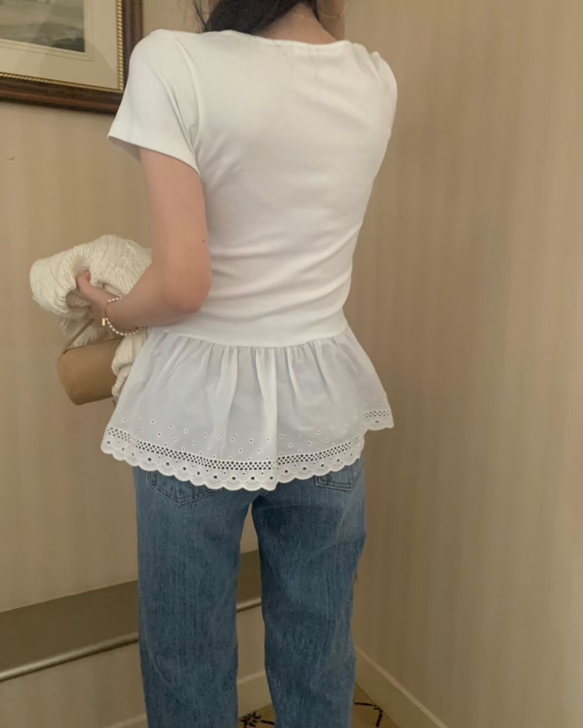 PYT-ot東大門代購女裝新款25春夏職業休閑人氣時尚T恤蕾絲pretty young thingT恤