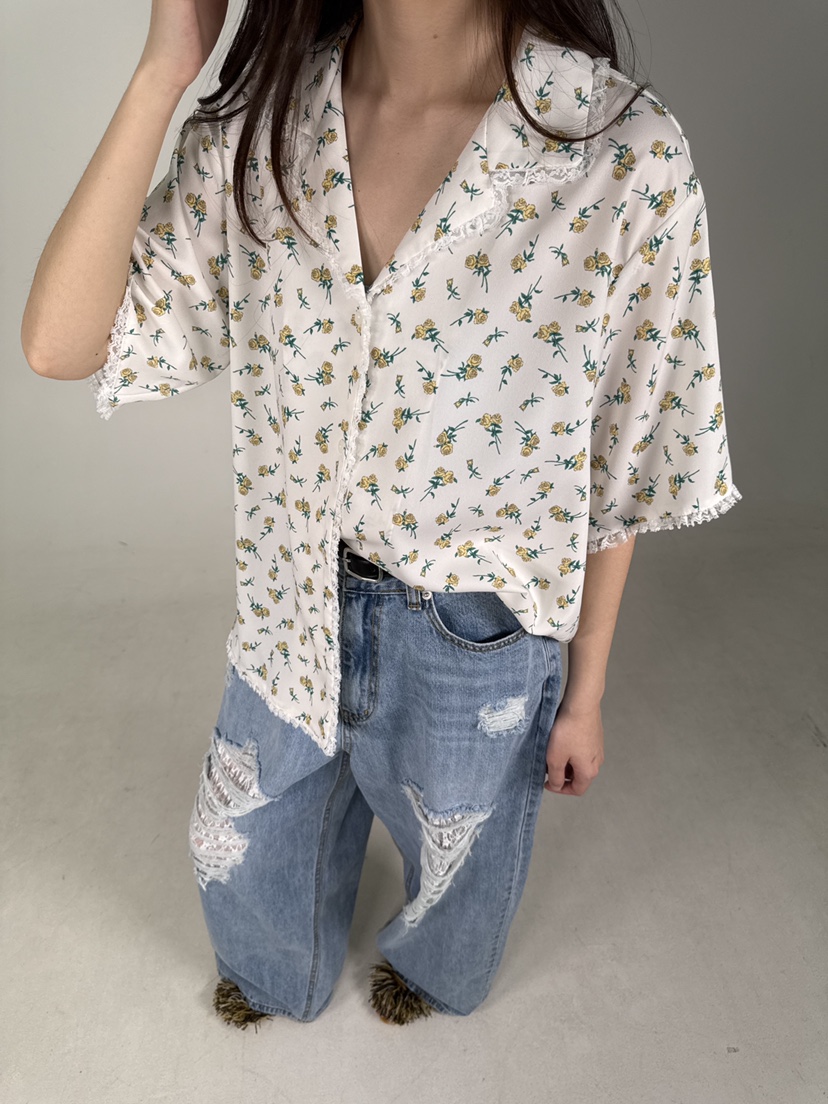 SHIRRING韓國代購女士新款推薦休閑時尚熱賣職業襯衫蕾絲衫SHIRRING襯衫/蕾絲衫