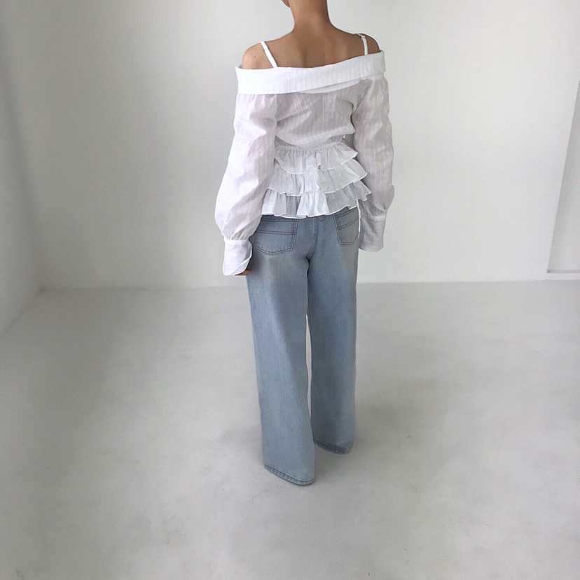 2TWO MOON韓國直郵女裝新款真品熱賣25春夏襯衫蕾絲衫荷葉邊2TWO MOON襯衫/蕾絲衫