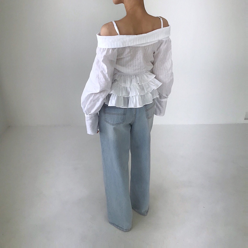 2TWO MOON韓國直郵女裝新款真品熱賣25春夏襯衫蕾絲衫荷葉邊2TWO MOON襯衫/蕾絲衫