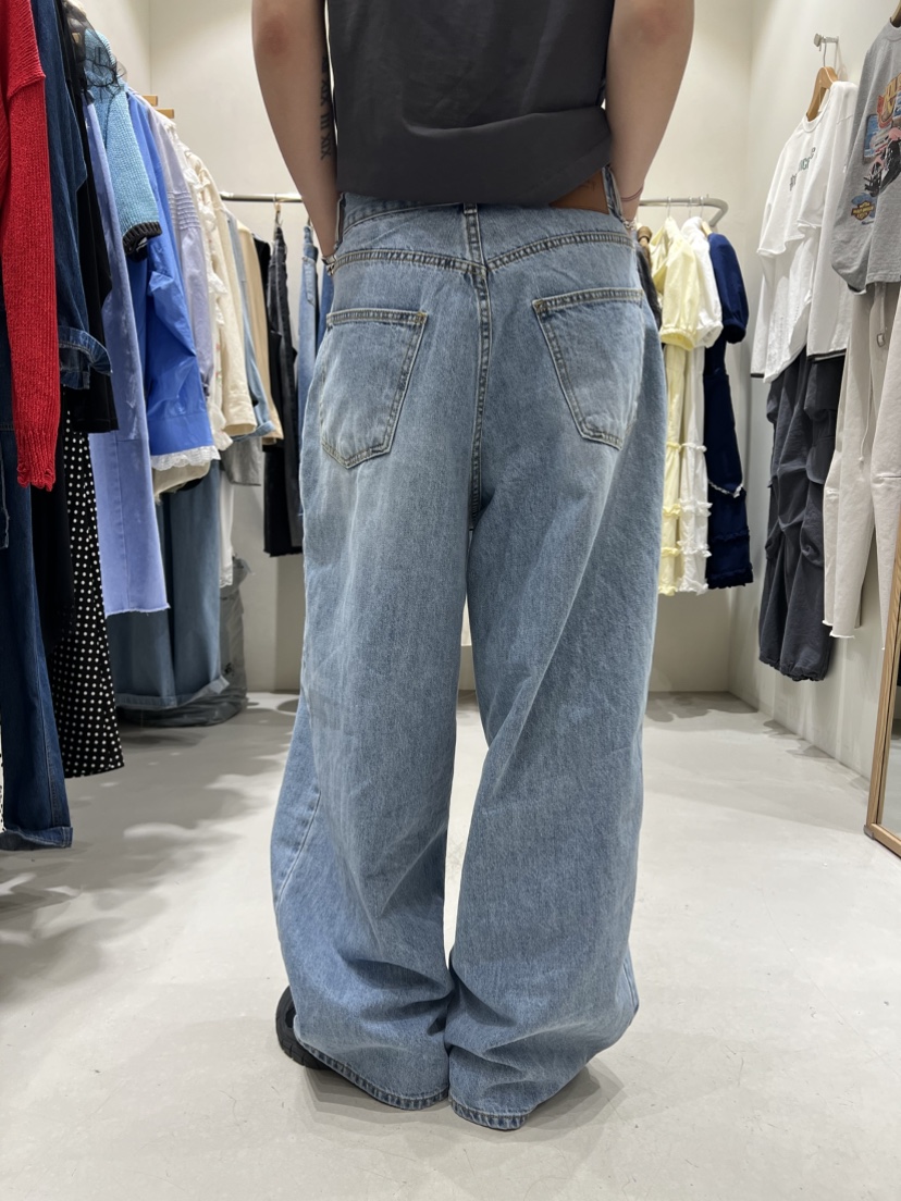 SHIRRING東大門實拍女裝新款真品25春夏休閑職業牛仔褲蕾絲SHIRRING牛仔褲